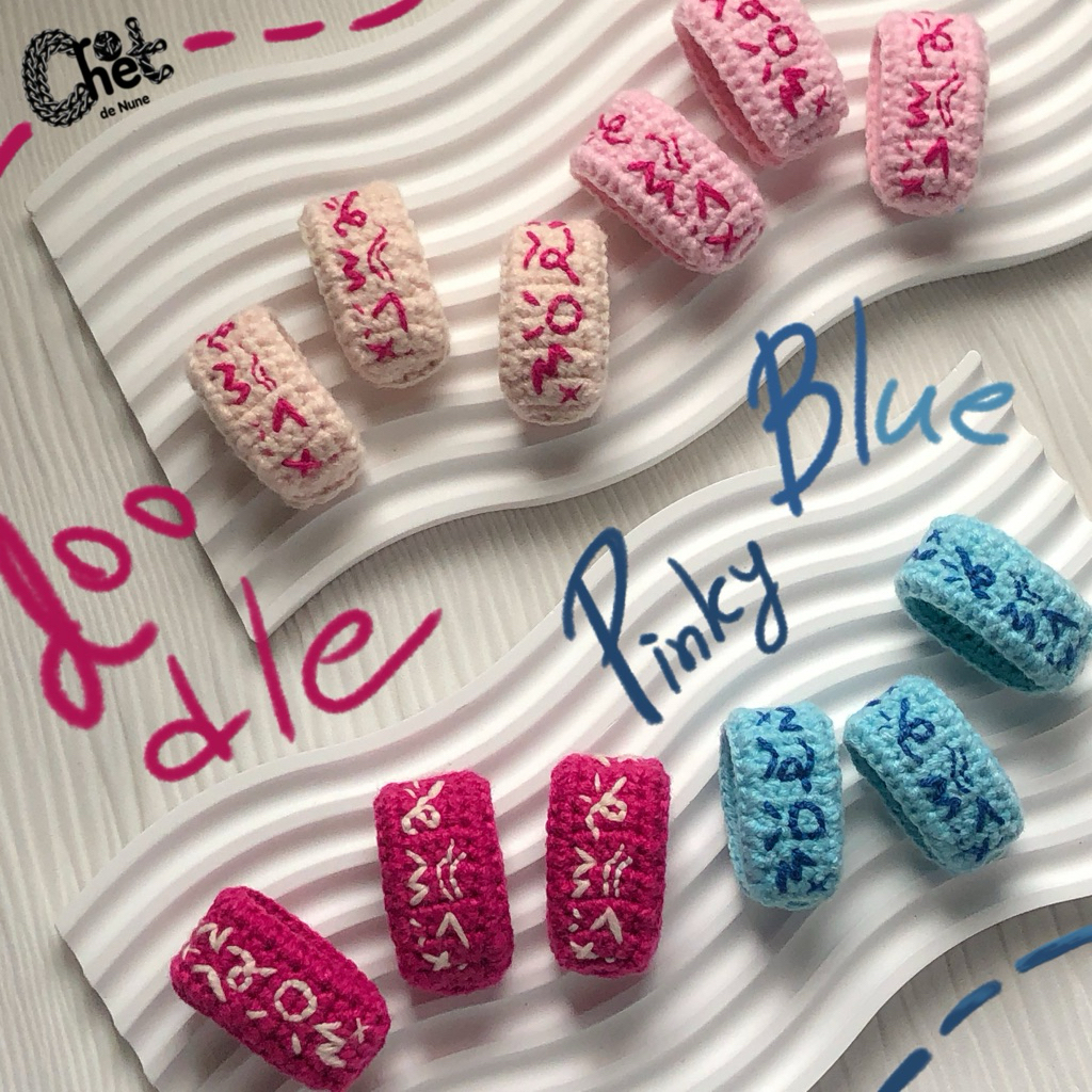 ที่รัดเข็มขัดโครเชต์ ลาย doodle : Pinky Blue 🩷🩵 by.de Nune
