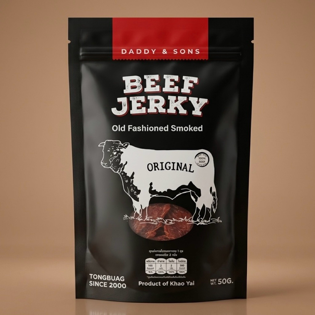 เนื้ออบแห้งรมควัน Daddy's Son Beef Jerky Natural Smoke 55g