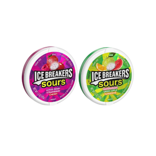 Ice Breakers Sours Mints Sugar Free 42g ลูกกวาดเม็ดเปรี้ยวปลอดน้ำตาล มี 2 รส สินค้าจากสหรัฐอเมริกา