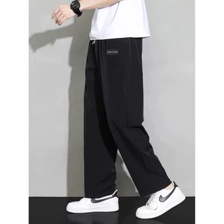 #055#L-5XL#กางเกงกีฬากางเกงขายาวลำลองฤดุร้อนงานปักทรงหลวมใส่สบายเอวยางยืดเนื้อผ้าระบายอากาสได้ดี