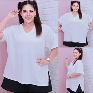 [ ผ้านุ่มพิเศษ X3 🔥 ] A317 /A325 /A318 เสื้อคอวีผ้าร่อง เสื้อยืดไซส์ใหญ่ เสื้อยืดคนอ้วน Super soft นุ่มนิ่ม ใส่สบาย