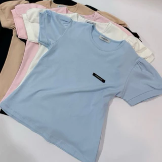 Bunny Top - เสื่อยืดคอกลมแขนตุ๊กตา แต่งป้ายแบรนด์อกซ้ายผ้าคอตตอนนุ่ม ทรงสวย (บันนี่)
