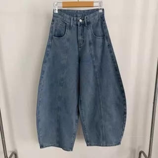 JINJEANS-(XS-9XL) รวมสีรุ่นมินิบอลลูนกางเกงยีนส์ทรงหลวม ขากว้างมาก ขาใหญ่สะโพกใหญ่ ใส่สบาย baggy barrel บอลลูน