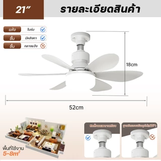 GEERLI ส่งฟรี! พัดลมเพดาน 52ซม. พร้อมไฟ มอเตอร์ DC 3 ระดับความเร็ว ประหยัดไฟ เงียบ รีโมท หมุนกลับทางได้ ตั้งเวลา ห้องนอน