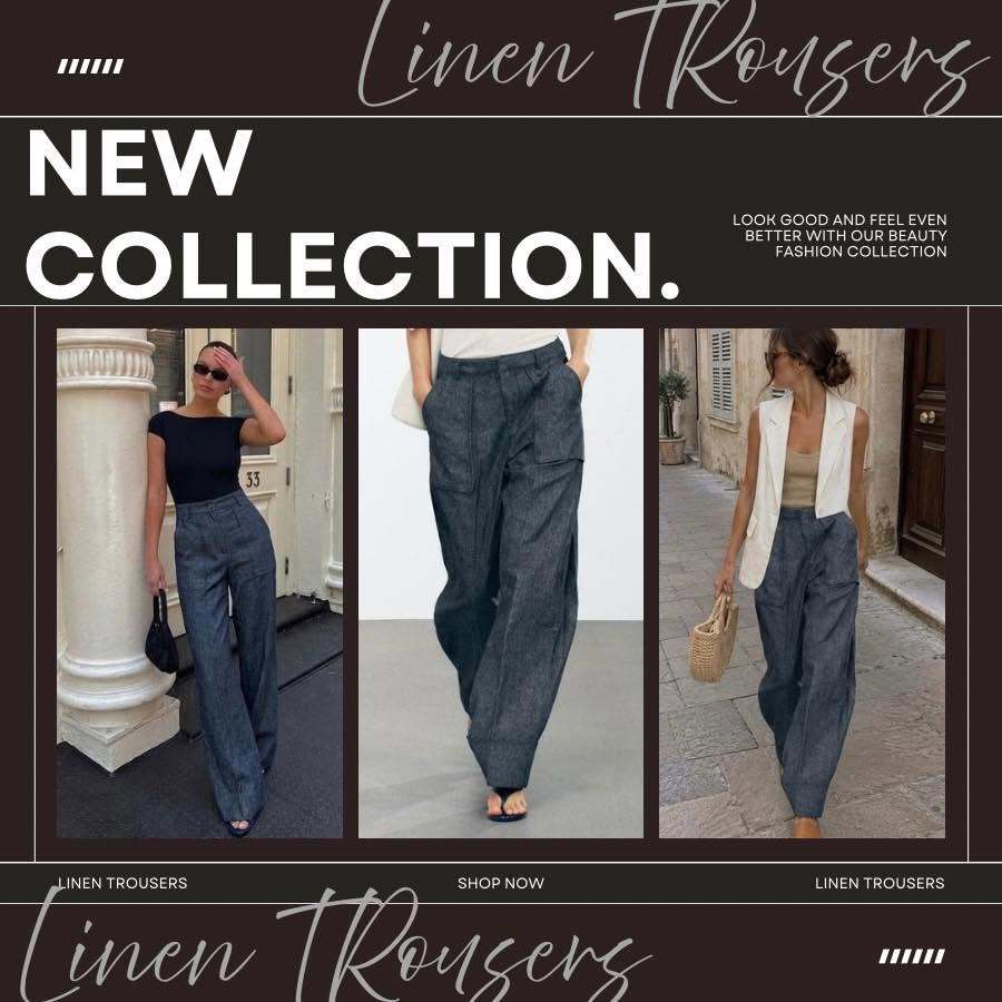 ZA-RA คอลใหม่แกะกล่อง ZW COLLECTION LINEN TROUSERS ลินินผสม Linen Blend Pleated Trousers สี Indigo