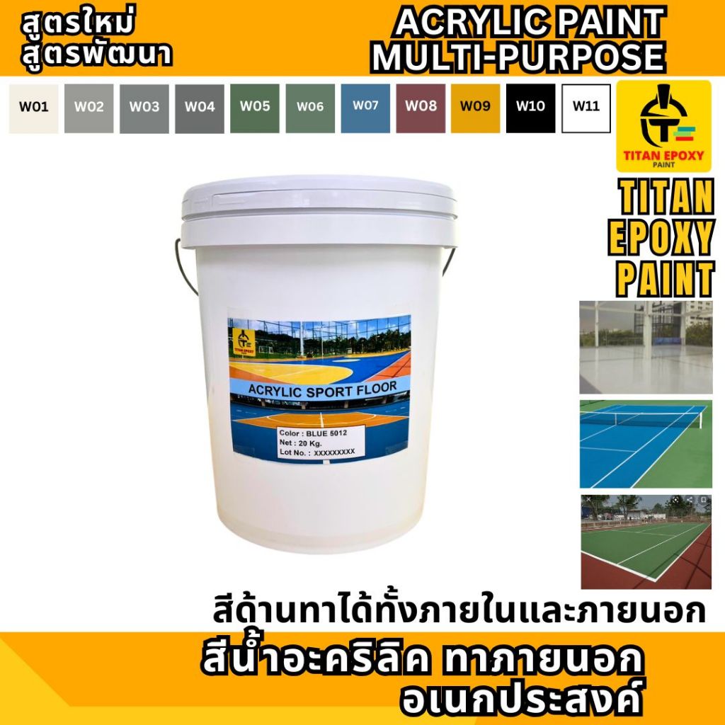 สีทาภายนอกอเนกประสงค์ สีอะคริลิค ทนแดด ทนฝน ทนการเสียดสี สีทาง่าย มีคุณภาพ จบในขั้นตอนเดียว สีทาพื้นปูน สีทาพื้น ACRYLIC