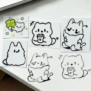 สติกเกอร์ลายใบโคลเวอร์สี่แฉกรูปแมวแบบ 3 มิติ กันน้ำ สำหรับตกแต่งโทรศัพท์และแล็ปท็อป DIY สติกเกอร์ตกแต่งสร้างสรรค์