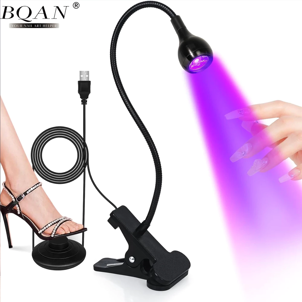 BQAN 5W UV Led โคมไฟเท้า Mini Gel Curing Light เครื่องเป่าเล็บ Clip-On แบบพกพา USB เครื่องเป่าเล็บเล็บเครื่องมือ