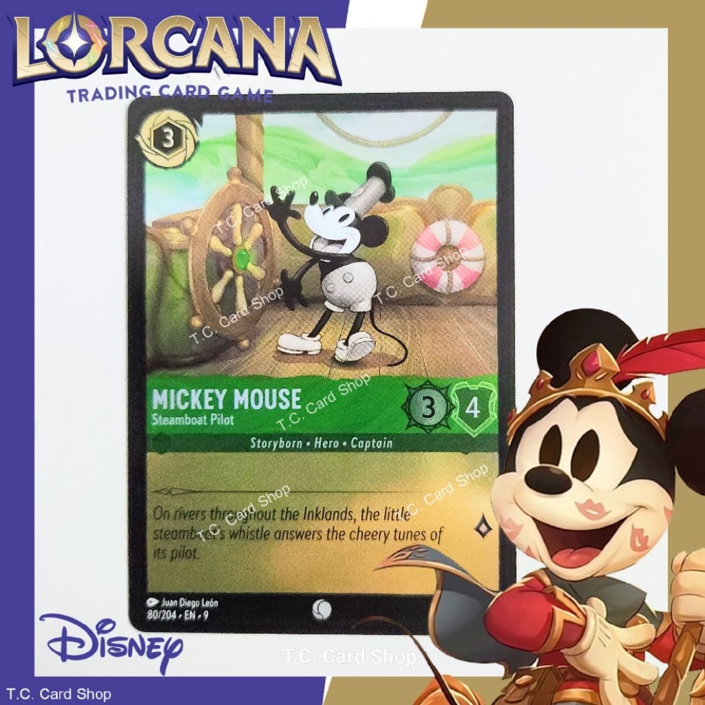 Mickey Mouse - Steamboat Pilot (Foil) 080/204 C - Disney Lorcana  (ดิสนีย์ ลอร์คาน่า) (Fabled)