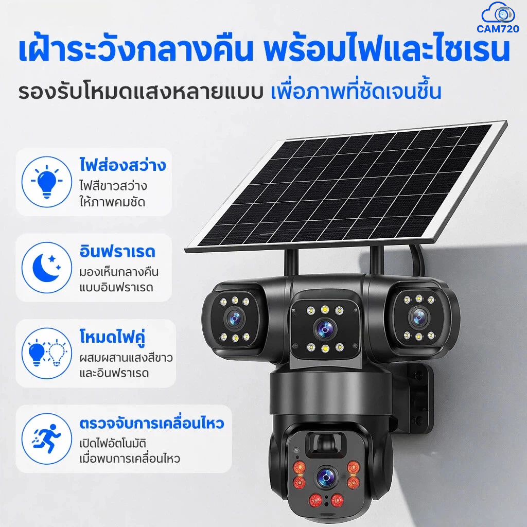 พร้อมส่ง CAM720 กล้องวงจรปิดโซลาร์ 4G เลนส์3 4K Ultra HD รูปที่ 5