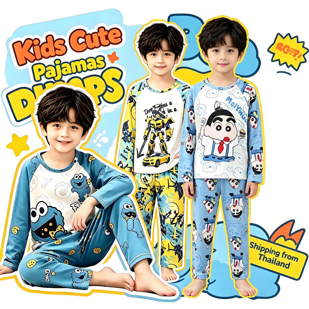 Affordable Kids Sleepwear Child Long Sleeve Round-Neck Pajamas Whimsical Pikachu Boys or Girls' Nightclothes for 9 - 10