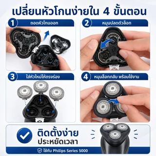 อะไหล่หัวโกนใบมีด ใช้กับ Philips S5000 S5070 S5050 S5080 S5095 S5370 S5420 ชุด 3 ชิ้น/หัวโกนทั้งชุด