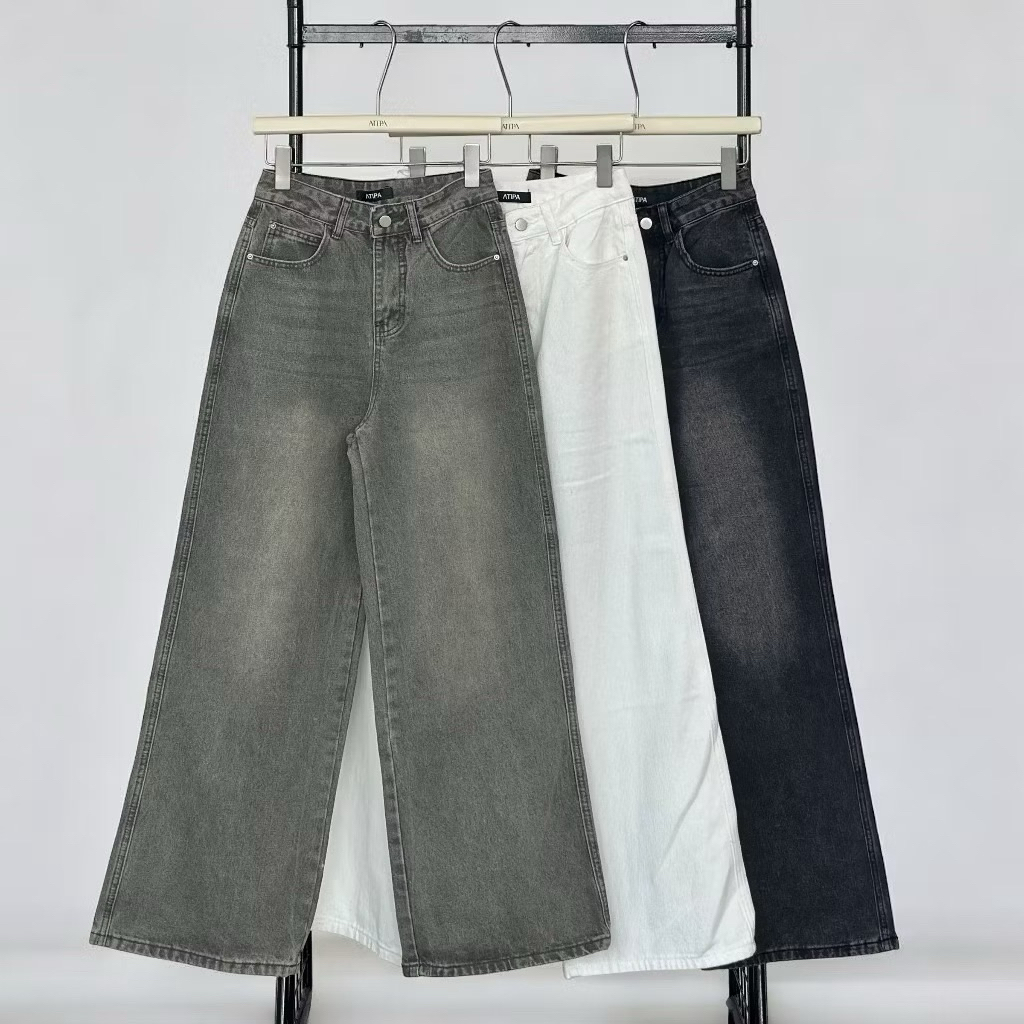 Atipashop size s- SOLVE STRAIGHT ATP JEANS กางเกงยีนส์ ขายาว ทรงกระบอกกลาง ดีเทลปัก Atipa ด้านหลัง ส
