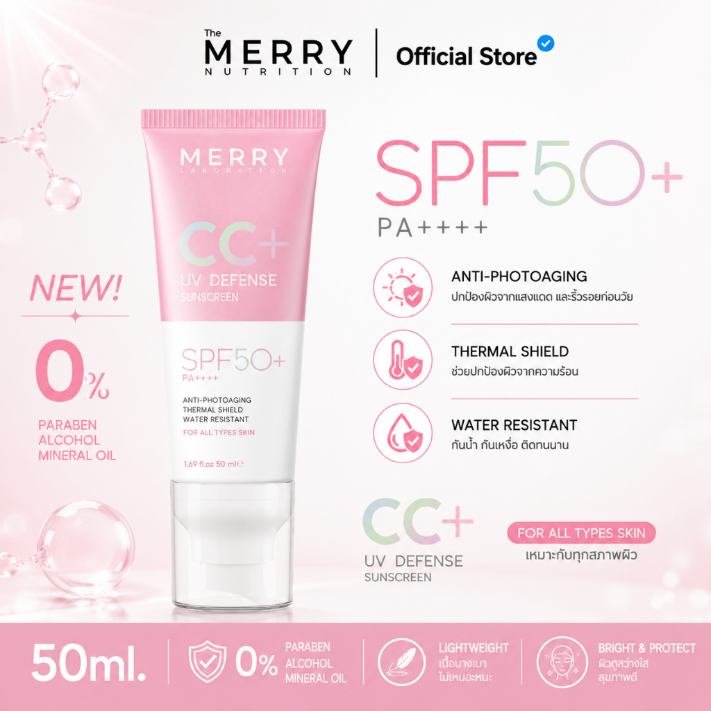 [1 หลอด ] MERRY LAB CC UV Defense Sunscreen 50 ml. กันแดดซีซี
