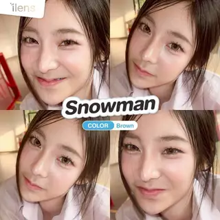 🔥คอนแทคเลนส์✨ขนาดบิ๊กอายโตมาก✨Snowman ( ilens )✨Brown/Gray