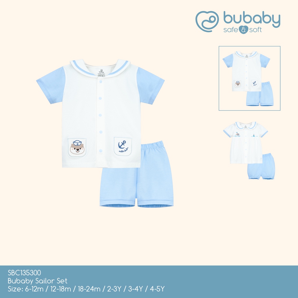 BU BABY طقم أطفال بياقة بحار نصف كم — صورة 2