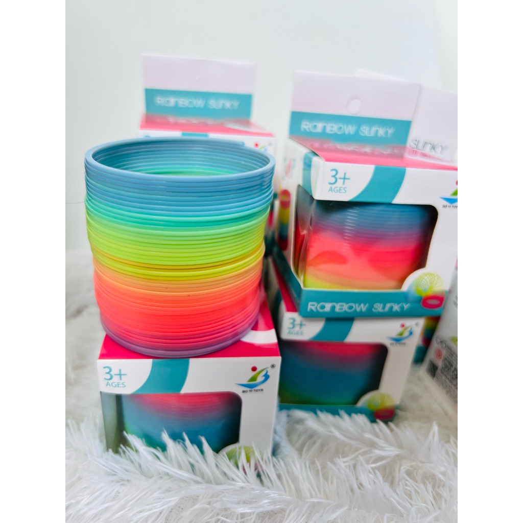Rainbow Spring ของเล่นสปริง รุ่นสีเรนโบว์ สปริงเด้งดึ๋ง ของเล่นพลาสติก คลายเครียด มีมอก.
