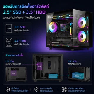 เคสคอมพิวเตอร์ T6 M-ATX Tempered Glass Case เคสคอมพิวเตอร์เดสก์ท็อปคอมพิวเตอร์ diy กรณีสํานักงาน
