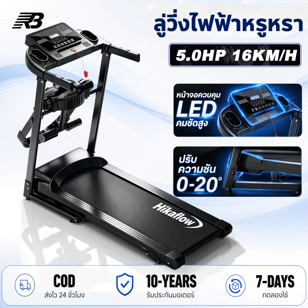 【รับประกัน 10 ปี】ลูวิ่งไฟฟ้า ลู่วิ่ง ไฟฟ้า Q6 treadmill 5.0 แรงม้า ลู่วิ่งพับได้ ปรับระดับความเร็ว 16 ระดับ