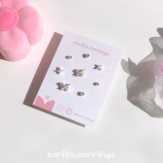 earika.earrings - candy buttie set เซ็ตต่างหูผีเสื้อ ก้านเงินแท้ชุบทองคำขาว แพ้ง่ายใส่ได้
