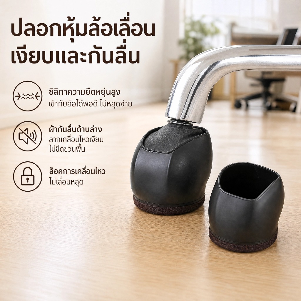 Luxe-T ยางกันล้อเก้าอี้สำนักงาน แผ่นสักหลาดกันรอยพื้น ยางรองเตียง กันชนป้องกันรอยขีดข่วน ใช้งานเงียบและทนทาน