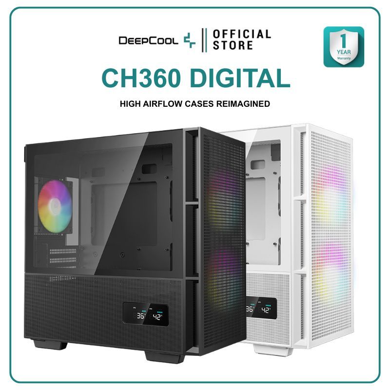 เคสคอมพิวเตอร์ DEEPCOOL - PC CASE M-ATX CH360 DIGITAL / CH360 DIGITAL WHITE รับประกันสินค้า 1 ปี