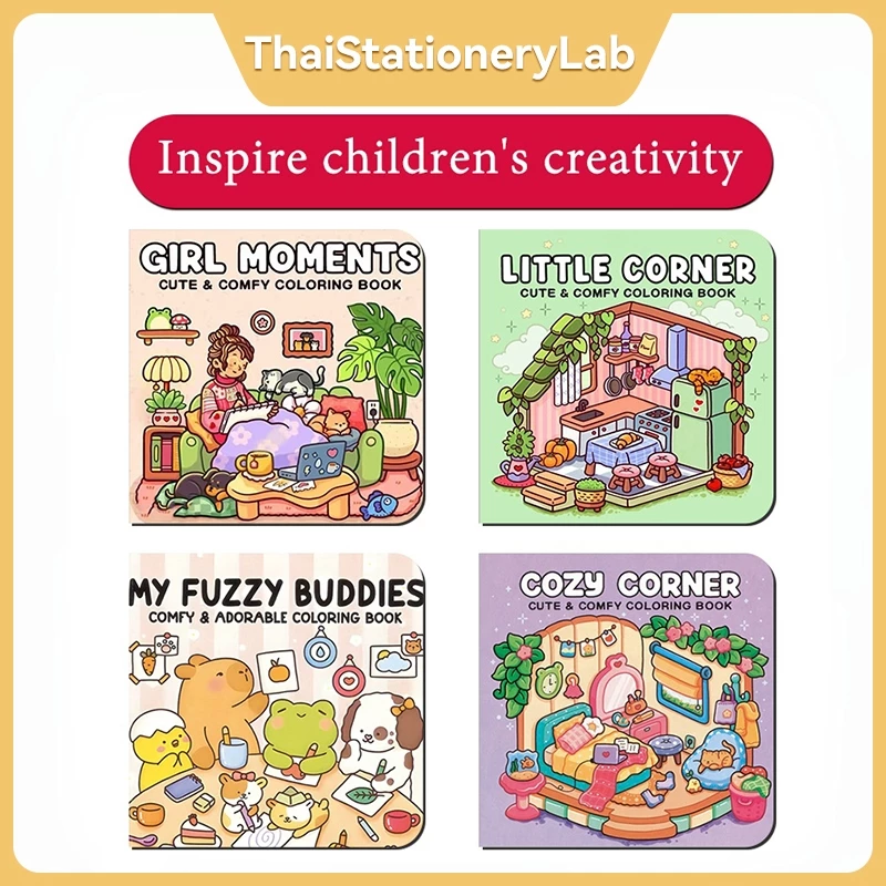 หนังสือระบายสีสัตว์น่ารัก ระบายง่าย สีสดใส สำหรับเด็กๆ และกิจกรรมครอบครัว พกพาสะดวก หนังสือระบายสีผ่อนคลาย
