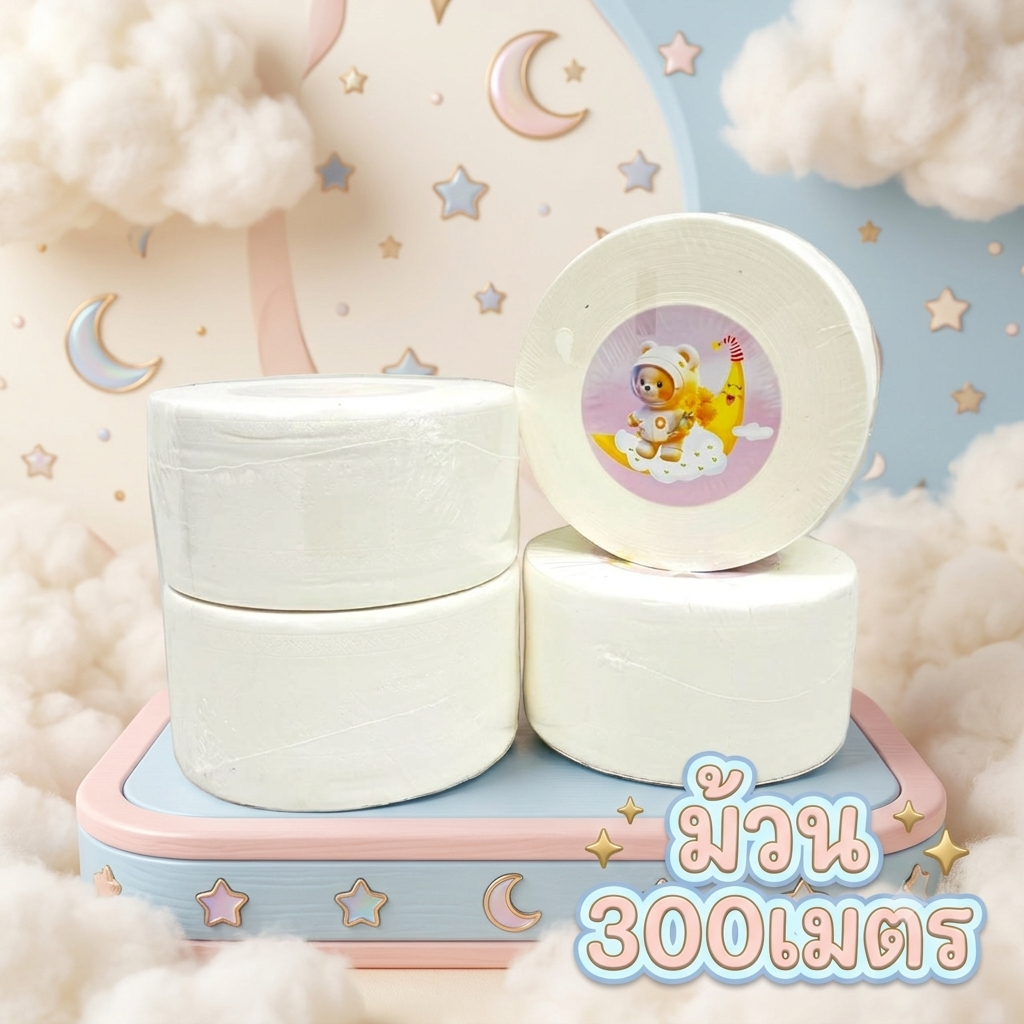 กระดาษทิชชู่ [ม้วน] กระดาษชำระม้วนใหญ่ 2ชั้น 1 ม้วนยาว300เมตร หนา นุ่ม รุ่น1801