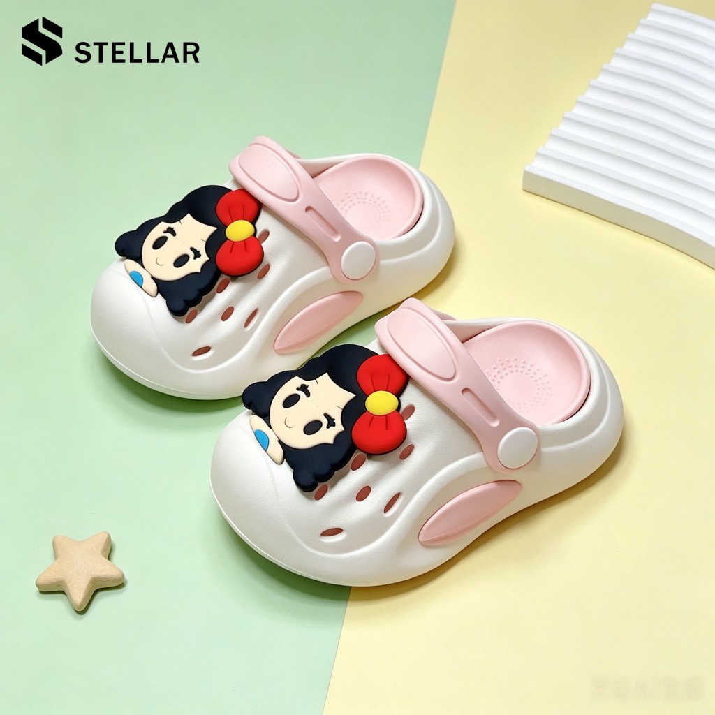 พร้อมส่ง STELLAR แฟชั่น ฤดูร้อน รองเท้ารัดส้นนิ่มเด็ก พื้นหนา กันลื่น วัสดุEVA รองเท้าแตะเด็กโต