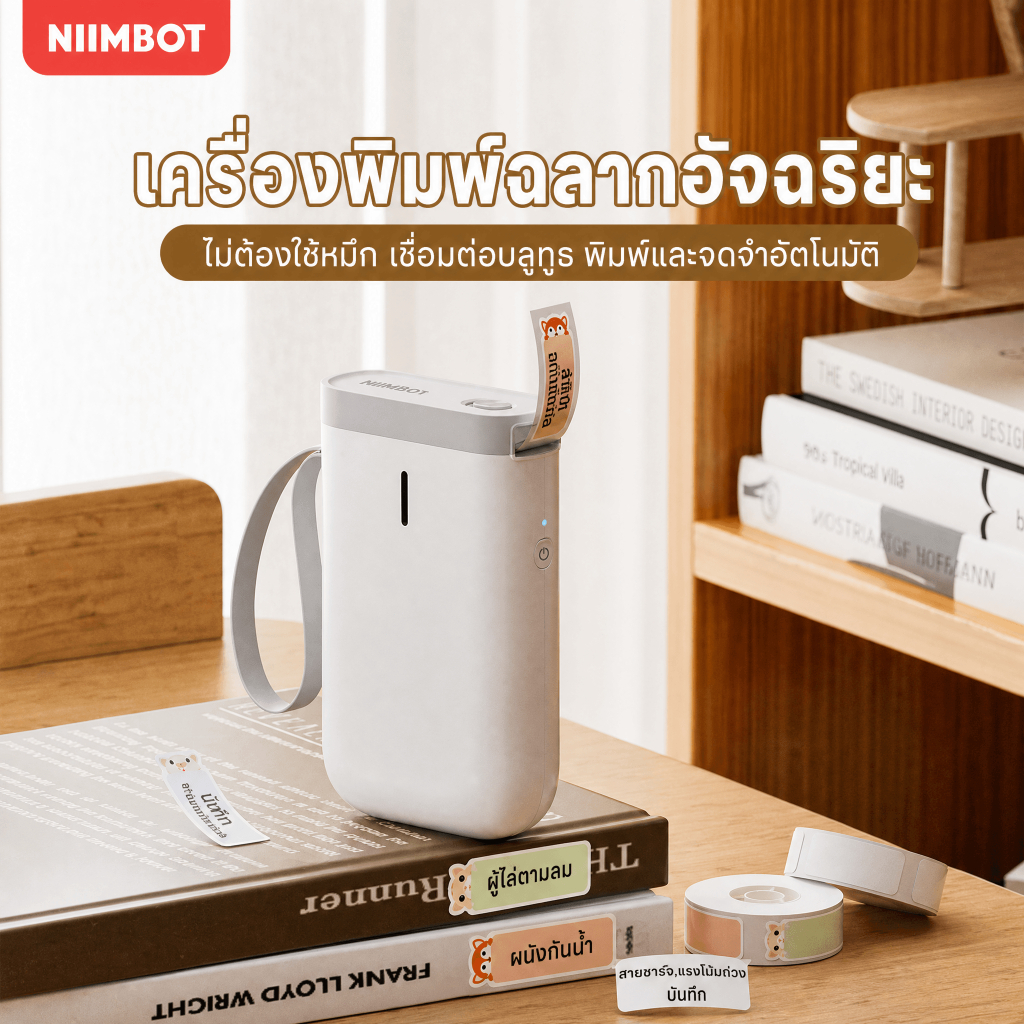 [ราคาโปรโมชั่น] เครื่องพิมพ์ฉลากอัจฉริยะ NIIMBOT D11 สำหรับใช้ในบ้าน – เครื่องพิมพ์สติกเกอร์ชื่อ/ราคา ไม่ต้องใช้หมึก