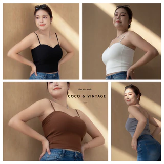 เสื้อสายเดี่ยวมีบราในตัว สาวอวบ พลัสไซส์ XL-4XL อก32-48 ไม่ต้องใส่เสื้อใน ผ้ายืดเย็น ใส่สบาย