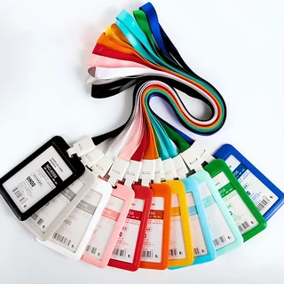🔥พร้อมส่ง🔥ป้ายห้อยบัตร แบบทึบ PP ฟรีสายคล้องคอ บัตรนักเรียน ที่ใส่บัตรพนักงาน ห้อยบัตรพนักงาน 10สี ที่ใส่บัตร+ สายห้อยคอ