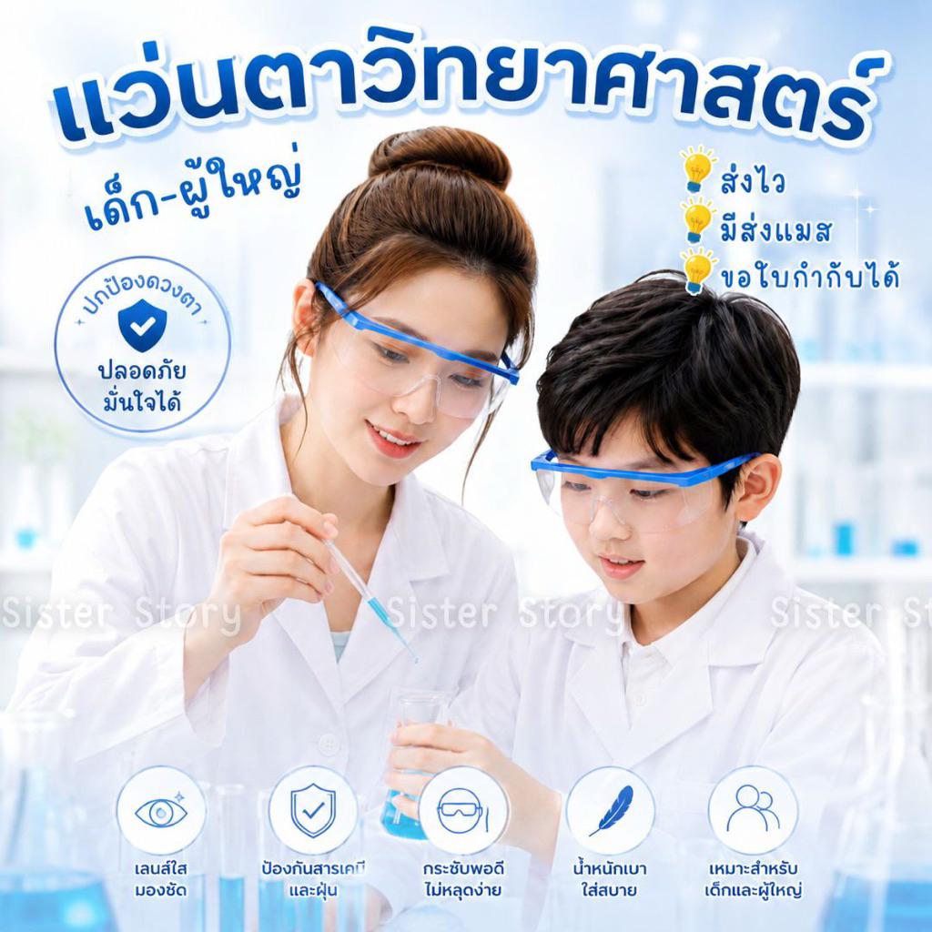 🇹🇭มีส่งแมส จาก กทม🇹🇭แว่นตาวิทยาศาสตร์ แว่นตานิรภัย กันฝุ่น แว่นตาห้องแลป science glasses