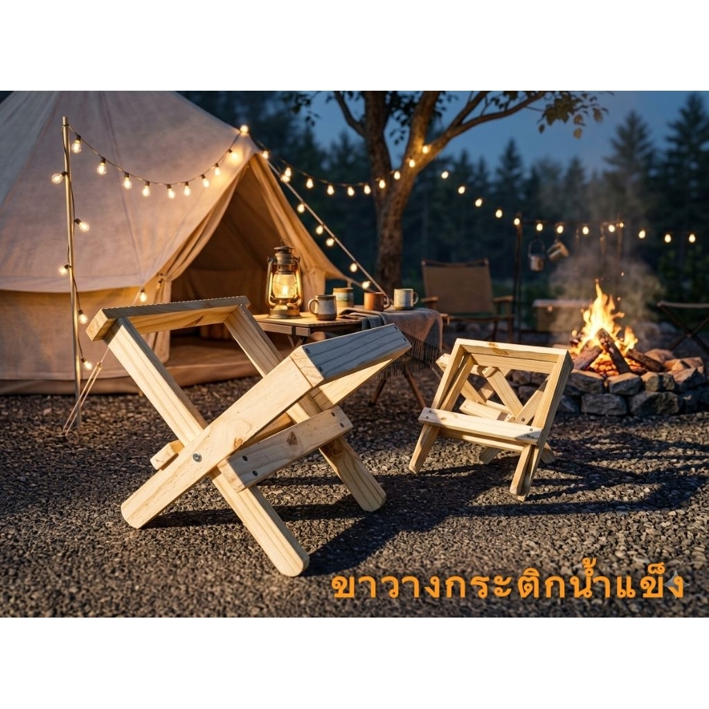 🔥[ส่งฟรีเก็บโค๊ด]ขาวางลัง/กล่อง/กระติก🔥 งานไม้สน ขาวางอเนกประสงค์ไม้สนแคมป์ปิ้ง พับเก็บได้ รับน้ำหนักได้ ทนทานแข็งแรง