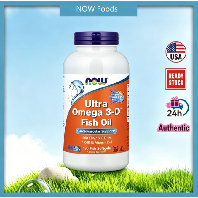 exp：8/2028 NOW Foods โอเมก้า3 ผสานวิตามินดี3 น้ำมันปลาสองประสิทธิภาพ แคปซูล 180 เม็ด