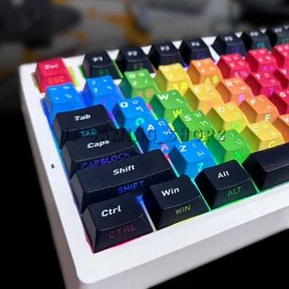 Keycaps Black Rainbow (*ไม่ใช่คีย์บอร์ด) 128 Keys Cherry Profile อังกฤษ-ไทย Side-printed
