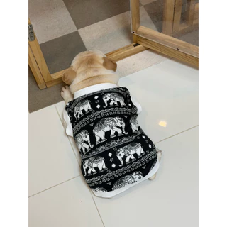 🇹🇭พร้อมส่ง🐘 เสื้อแบบแขนกุด ลายช้าง เสื้อช้าง เสื้อหมา เสื้อแมว แต่งขอบใหญ่ เนื้อผ้าไมโคร ไม่ติดขน