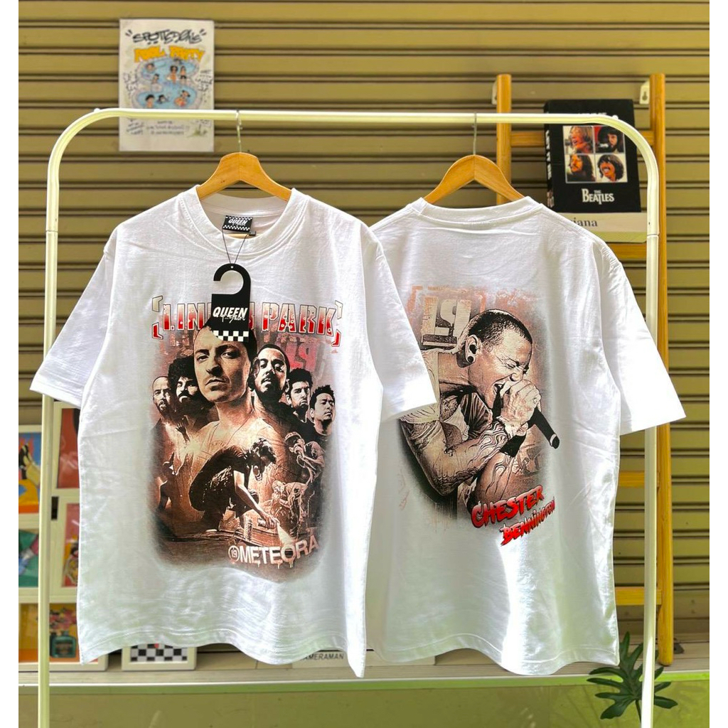 เสื้อยืดแขนสั้นโอเวอร์ไซส์ผ้าคอนต้อนงานป้าย สกรีนหน้าลัง