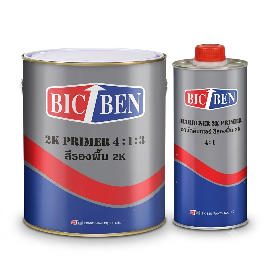 BICBEN สีรองพื้น 2K 4:1 สีขาว 80-5300L รองพื้นพ่นรถ ยึดเกาะดีเยี่ยม สำหรับสีรองพื้น 2K