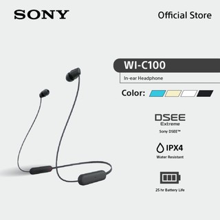 Sony หูฟัง In Ear รุ่น  WI-C100 | Wireless Headphones | Bluetooth® 5.0 | IPX4 | Easy hands-free calling