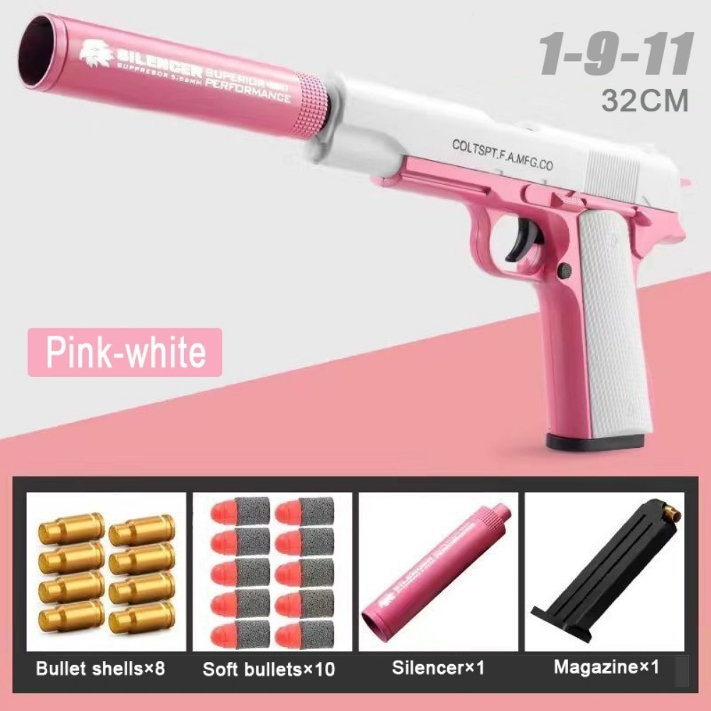 ของเล่นของขวัญวันเกิดเด็ก M1911 - ปืนของเล่นไม่เป็นอันตรายพร้อมตัวดีดกระสุนและฟังก์ชันการยิง