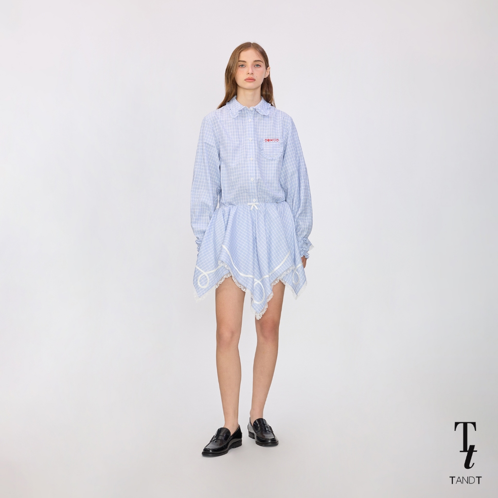 TandT - CHARLOTTE SHIRT - EMBROIDERED SYMBOL RUFFLE TRIMMED LONG SLEEVES SHIRT เสื้อเชิ๊ตแขนยาว ตกแต่งระบายที่ขอบแขนและล — صورة 3