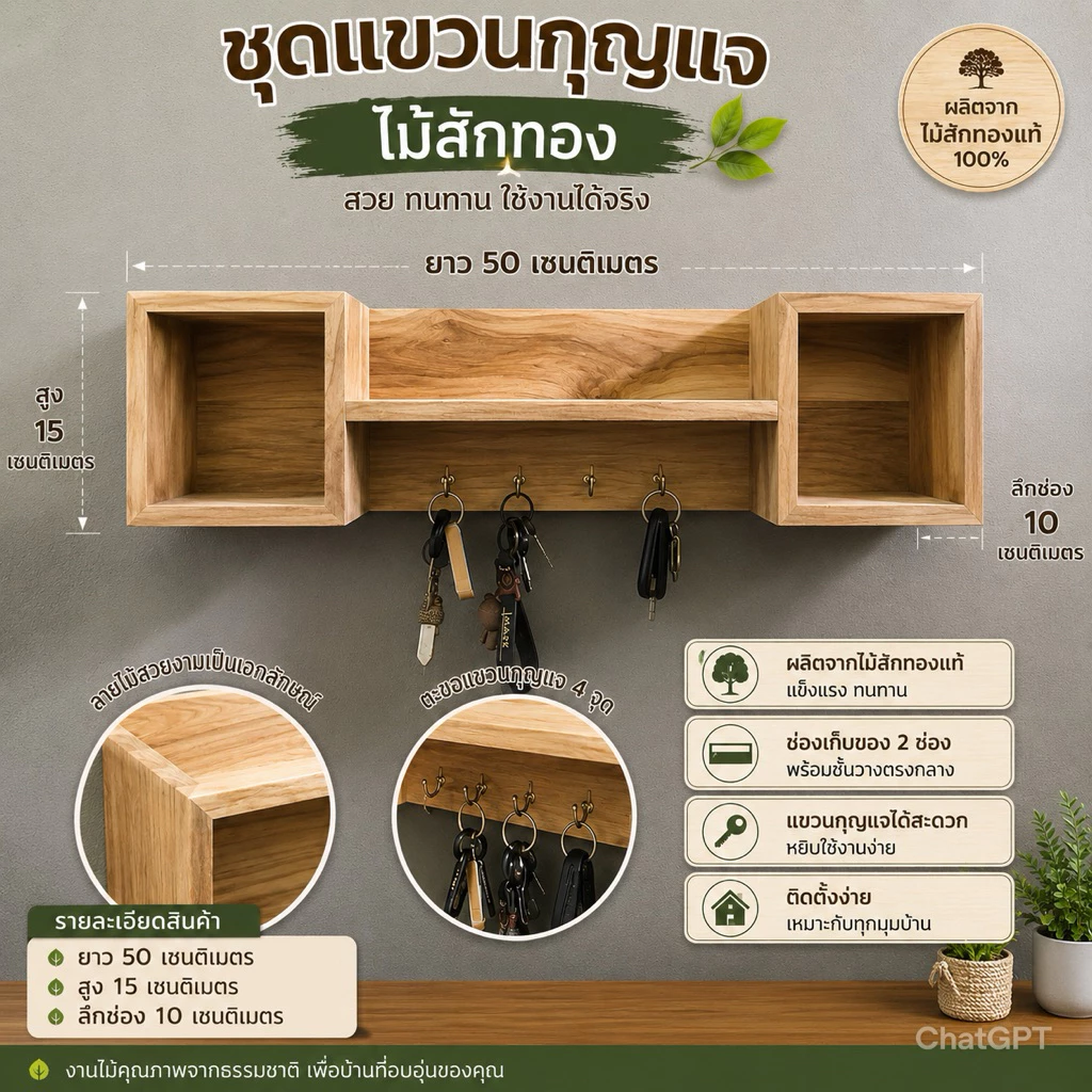ชุดแขวนกุญแจไม้สัก จังหวัดแพร่