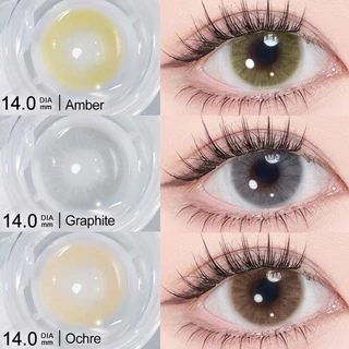 Magister & Realcon คอนแทคเลนส์ Queen 6 เดือน แว่นตาสายตาสั้น 14.0mm แว่นตาสายตาสั้น คอนแทคเลนส์สี Ochre/Graphite