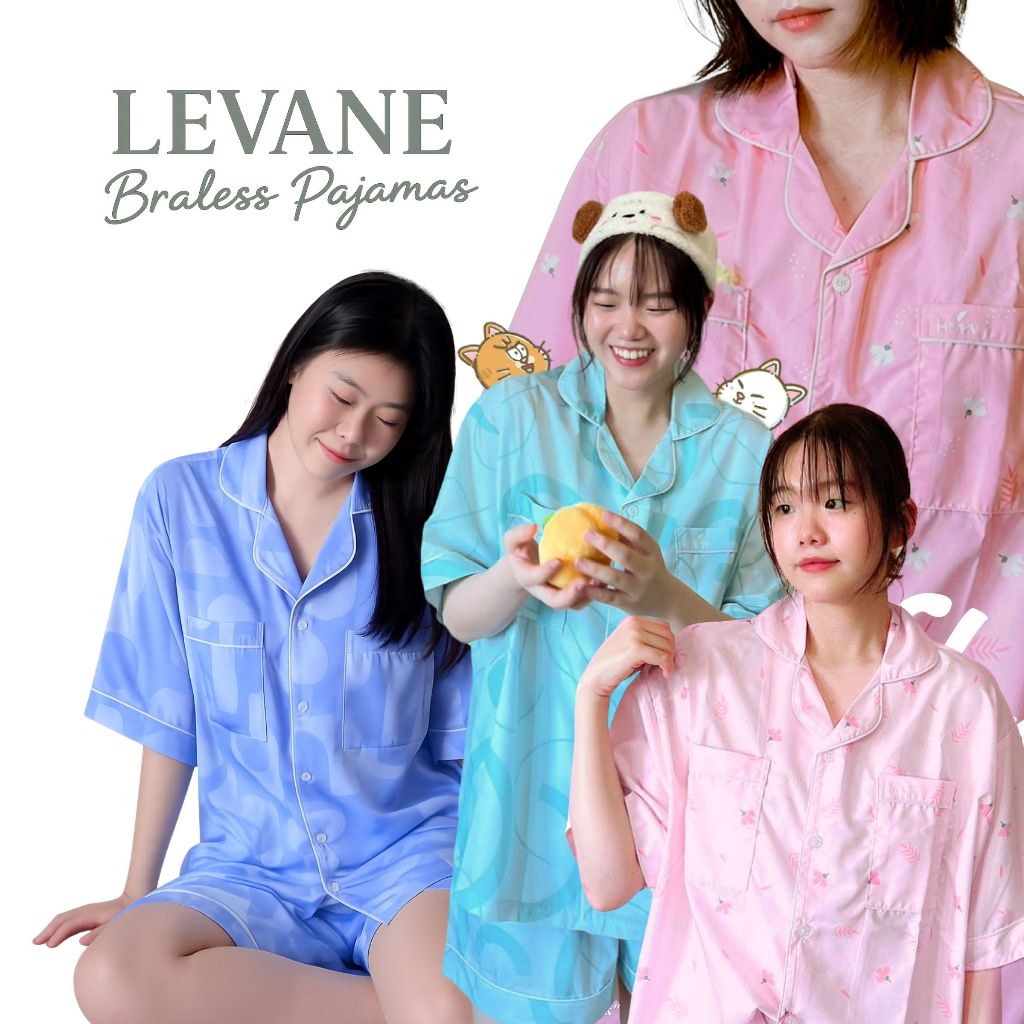 LEVANE Braless Pajamas ชุดนอนผู้หญิง ไม่ต้องใส่บรา ผ้านุ่มลื่น ใส่สบาย ระบายอากาศดี