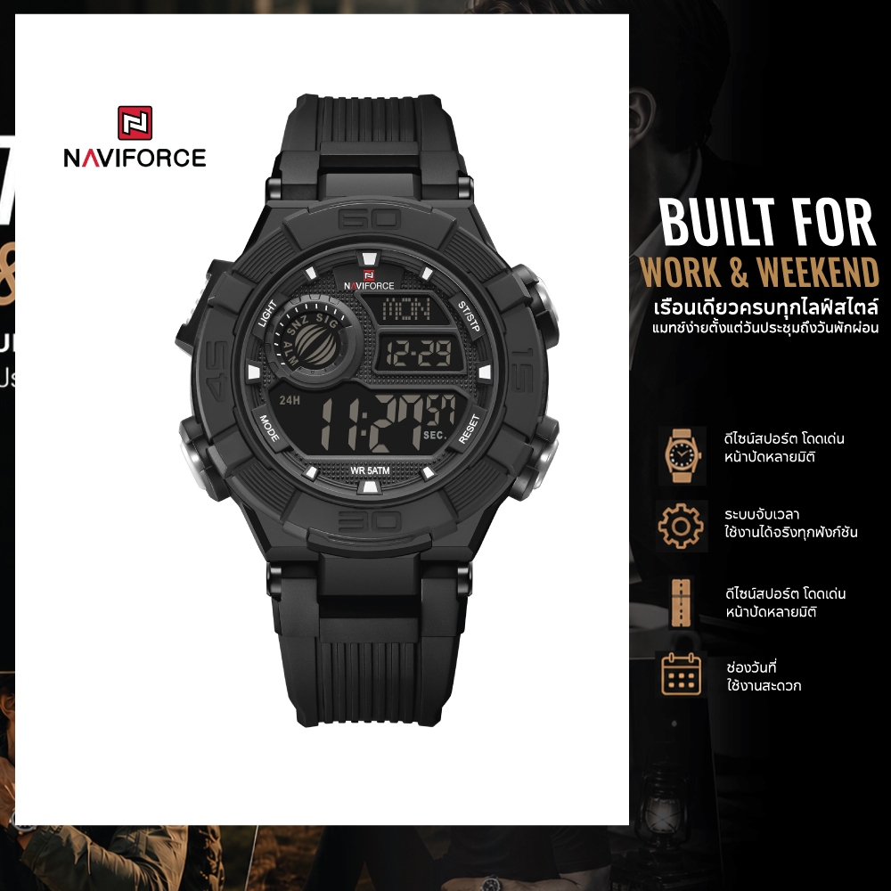 NAVIFORCE นาฬิกาข้อมือผู้ชาย Sport สปอร์ตลุย เท่โดดเด่น ฟังก์ชันครบ พร้อมลุยทุกสถานการณ์ รุ่น NF6118