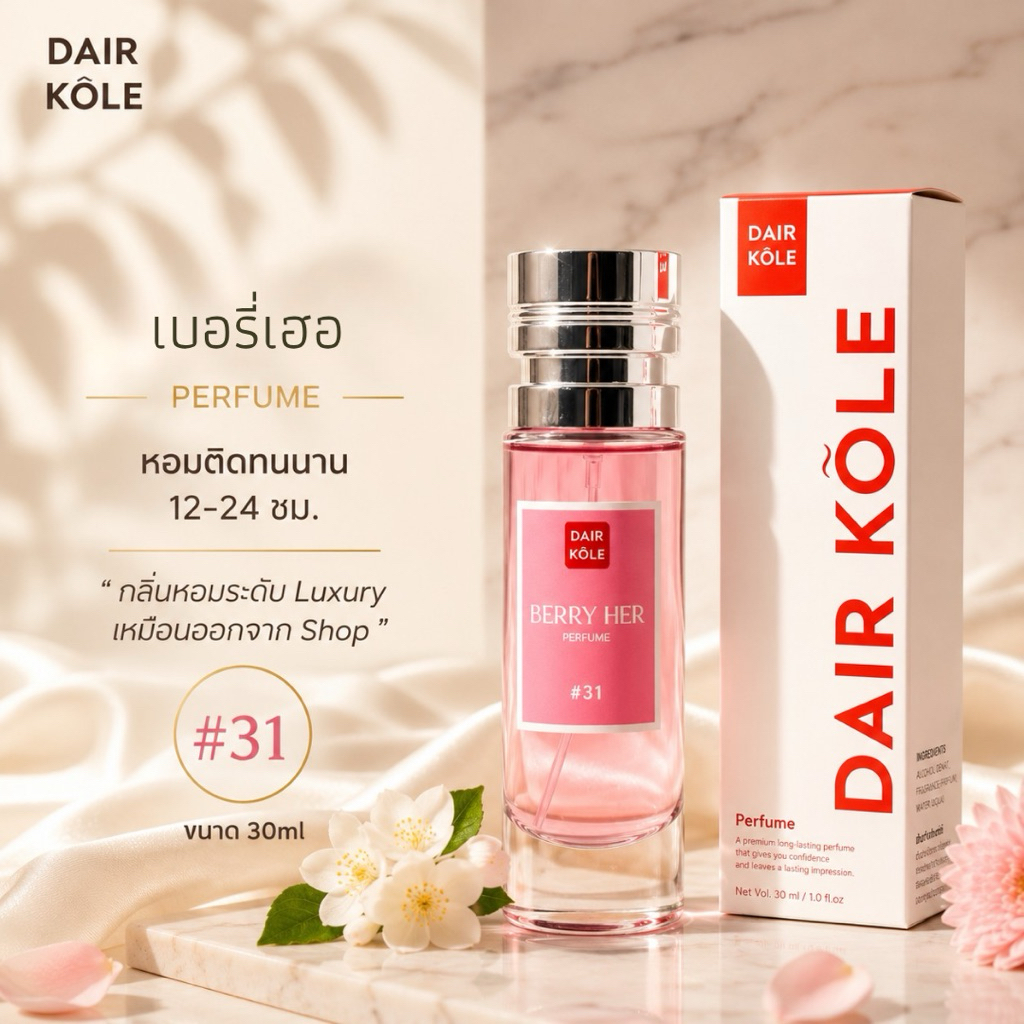 ❤️กลิ่นShopแท้❤️น้ำหอมDAIR KOLE #31 เบอรี่ เฮอ B.H ติดทน12-24ชม. #น้ำหอมผู้หญิง ฃ #ติดทนนาน #น้ำหอมติดทน #แดร์โคล #DK