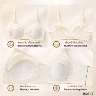 Jintana เสื้อชั้นใน จินตนา รุ่น Basic รหัส JB2843 (ไม่มีโครง) สีเบจ เสื้อในเก็บกระชับ ใส่สบาย เสื้อในลายลูกไม้