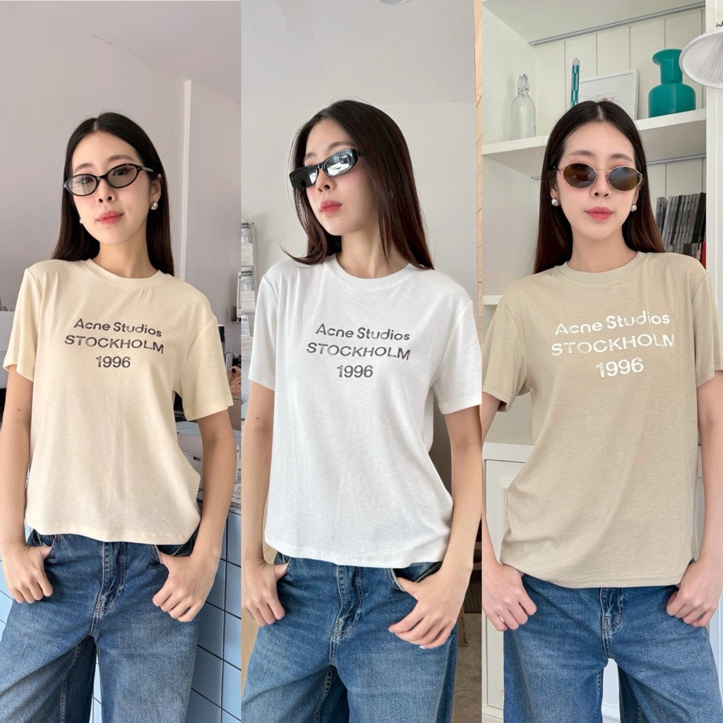 Ac T-Shirt เสื้อยืดแบรนด์ดัง ดีเทลสกรีน ผ้าสลาฟใส่สบาย น่ารักมากกก ชนช็อปเกาหลีเลยค้า