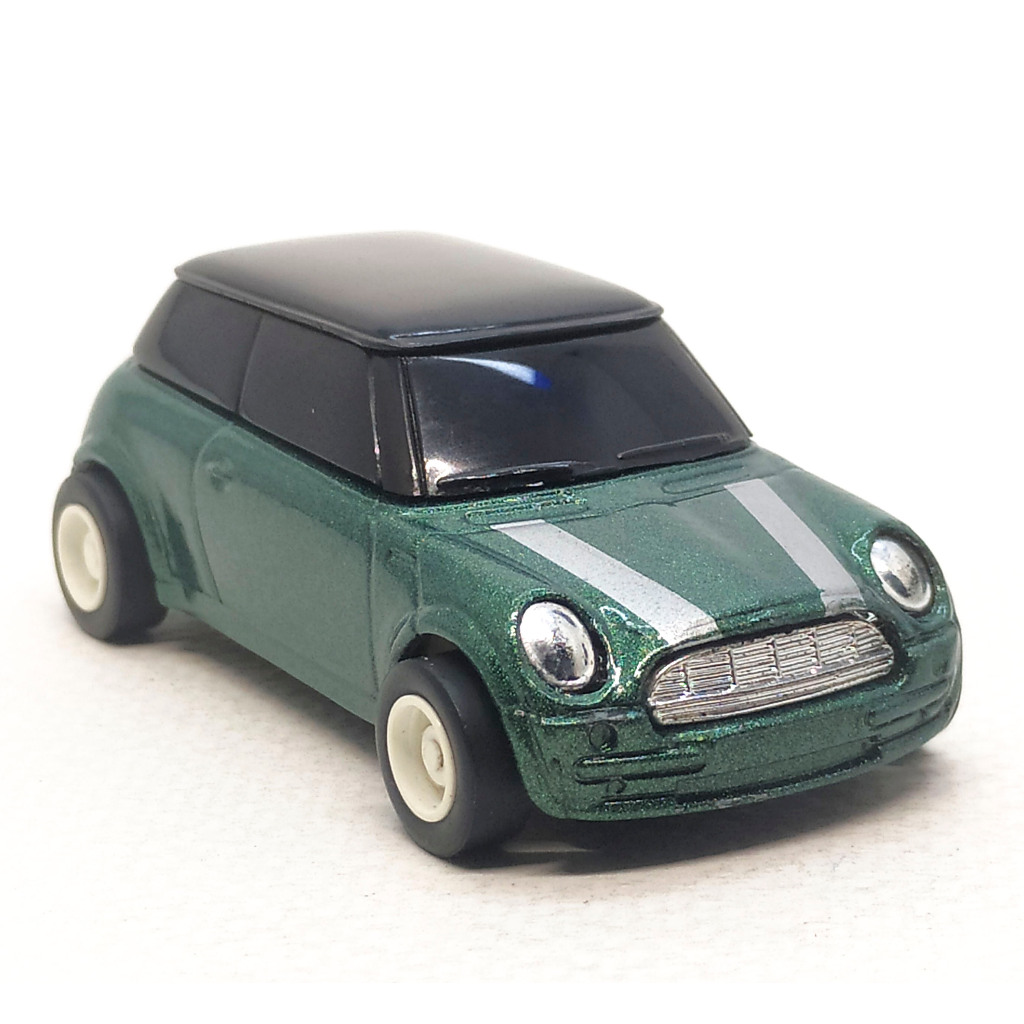 Majorette Mini Cooper Pull Back - สีเขียวเข้ม คาดเงิน หลังคาดำ /scale 1/56 (3 inches) no Package